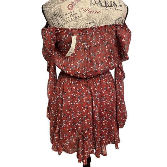 Trixxi Rust Floral Long Sleeve Dress - Picture 2 of 9